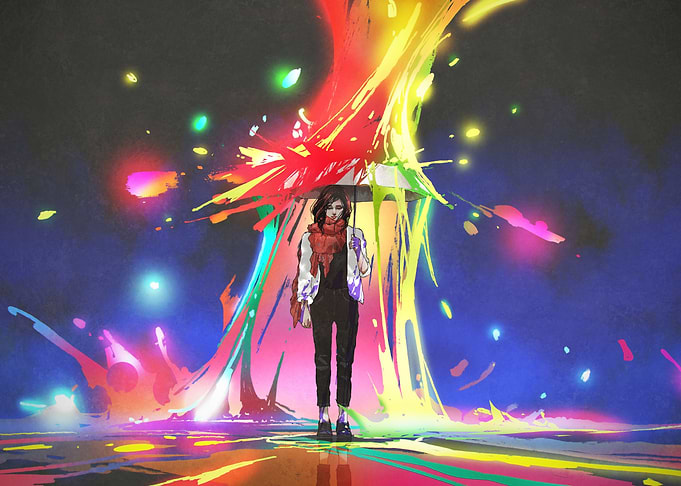 colored splashes