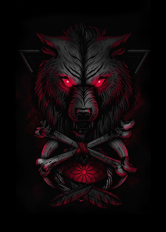 Wolf with Red Eye