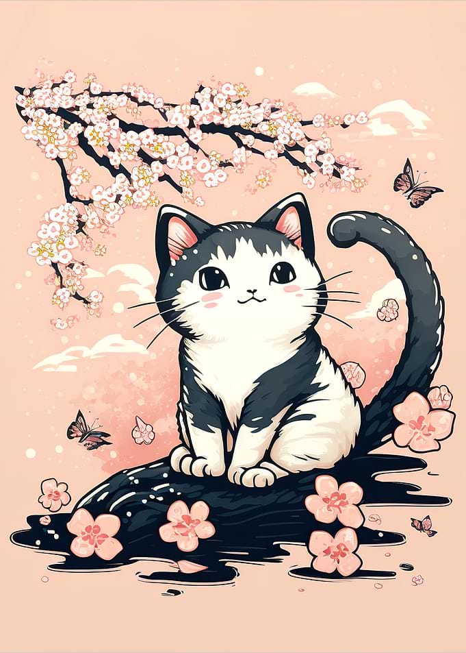 Cherry Blossom Cat Japan