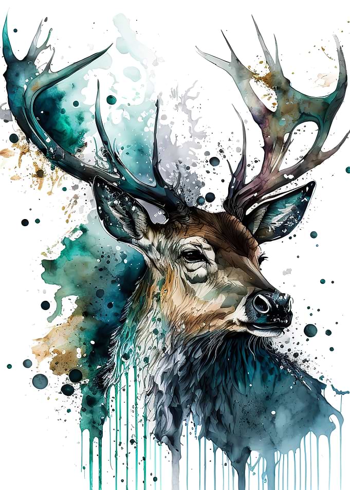 watercolour deer