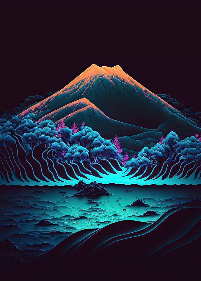 mount fuji japan retro