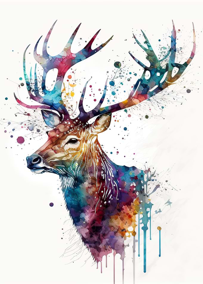 watercolour deer