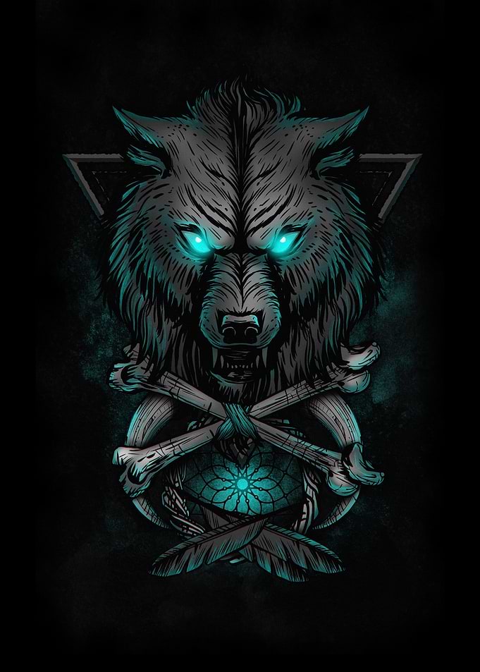 Wolf with Blue Eye