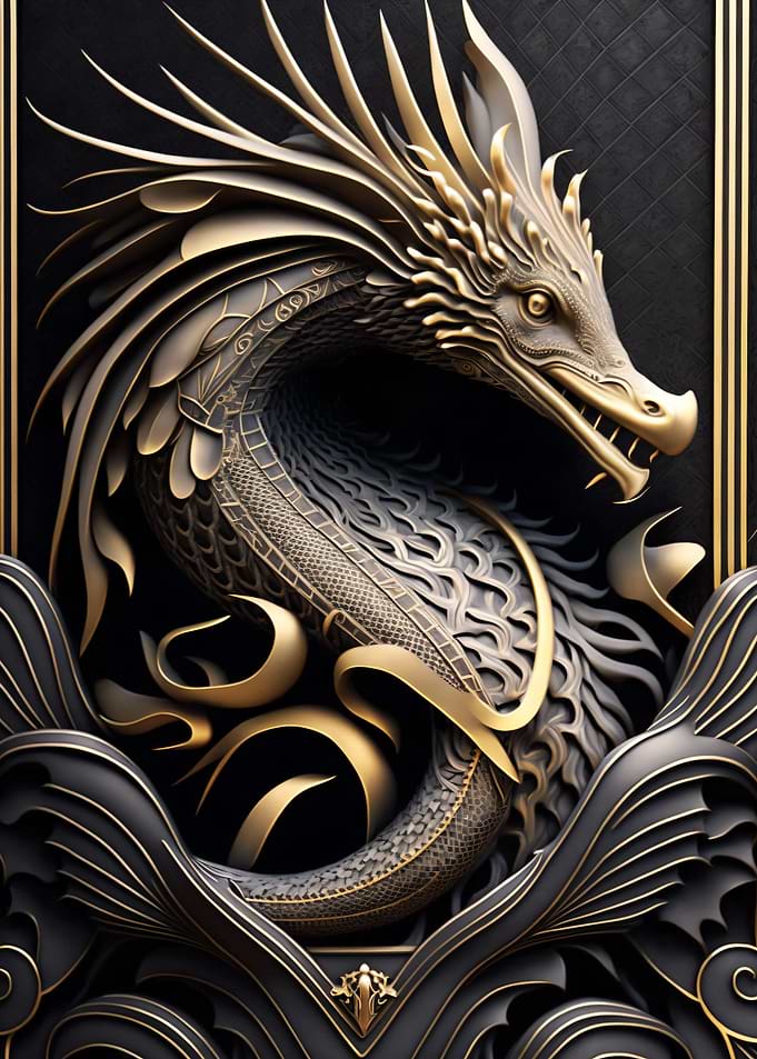 Powerful Dragon Art Deco
