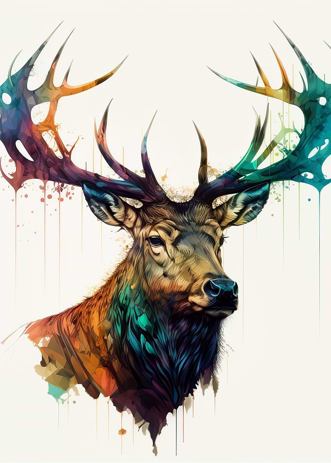 watercolour deer