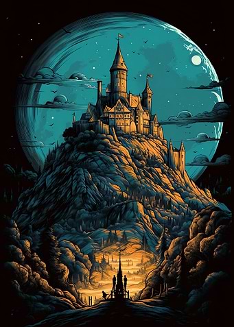 Hilltop Castle Blue Moon