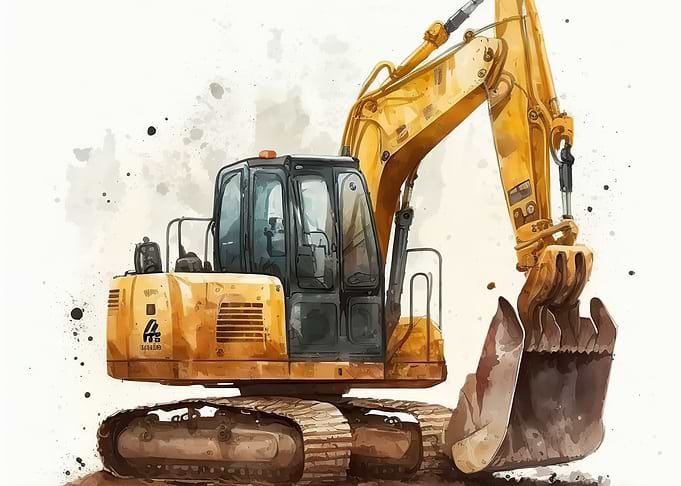 Watercolor excavator