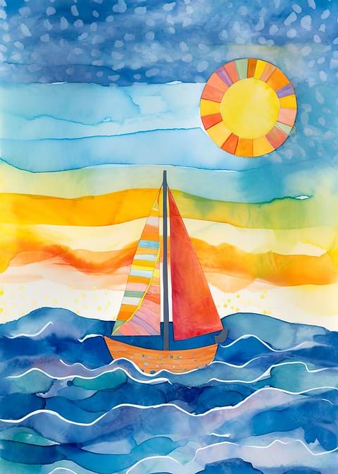 Boat on the Horizon — kids room metal wall art