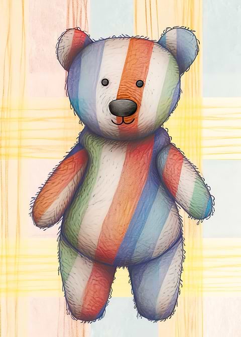 Rainbow Dreams Teddy Bear — kids room metal wall art