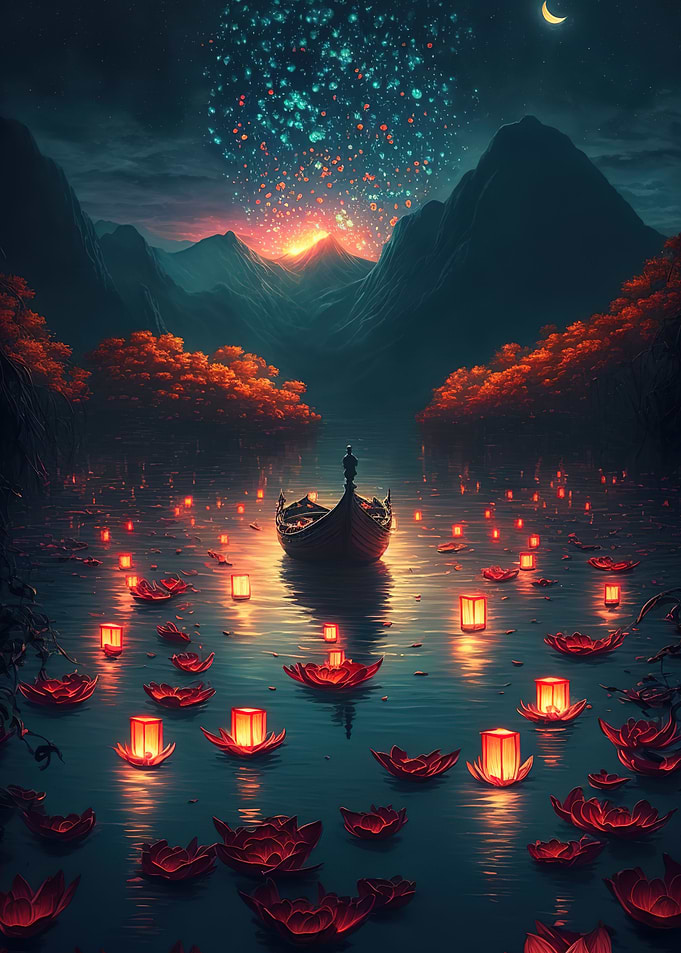 glowing paper lanterns