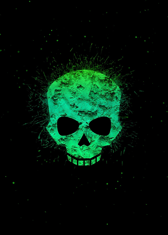 Green Skull Glow Dark Art