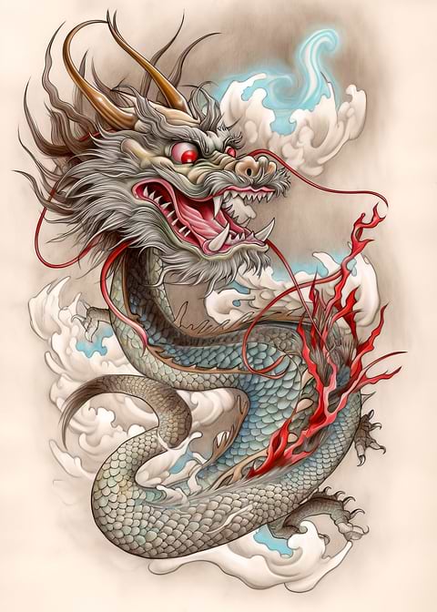 Vintage Dragon Art — man cave metal poster