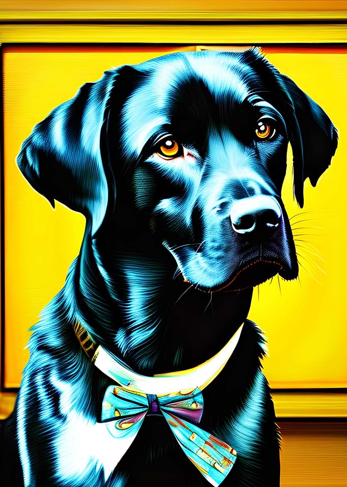 Black labrador wearing