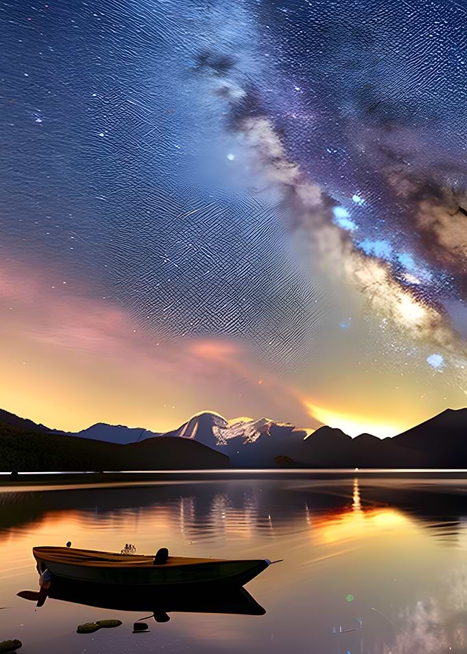 Boat at Lake Starry Sky