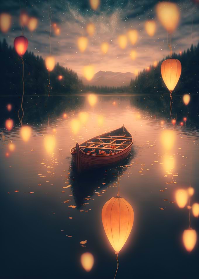 glowing paper lanterns