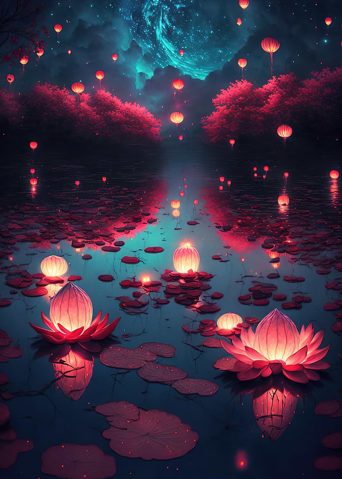 glowing paper lanterns