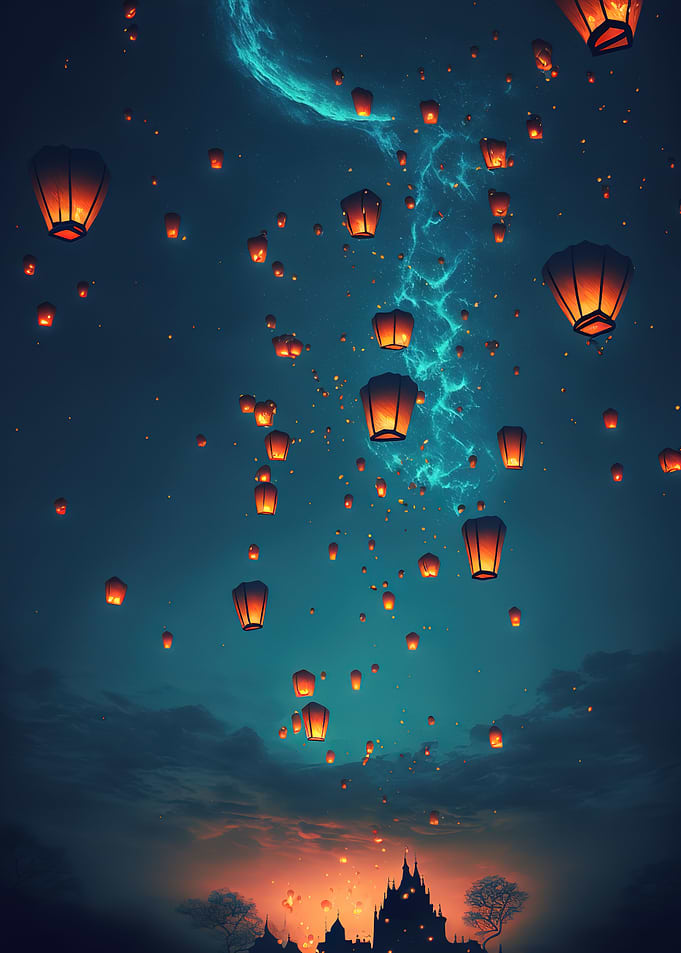 glowing paper lanterns