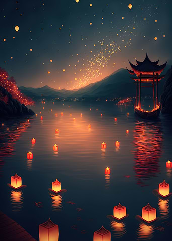 glowing paper lanterns