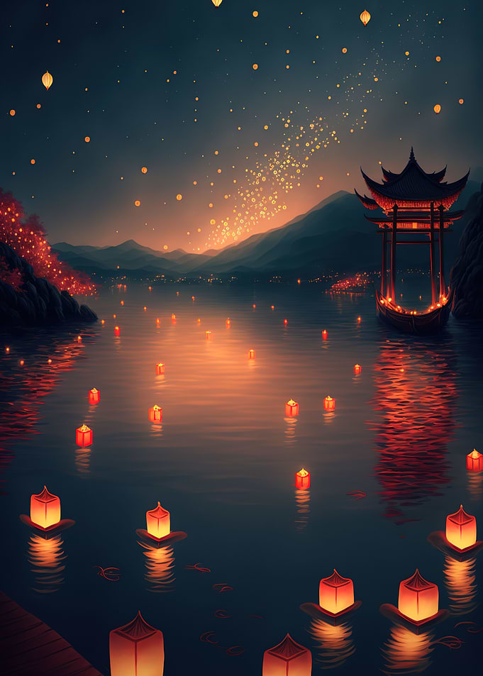 glowing paper lanterns