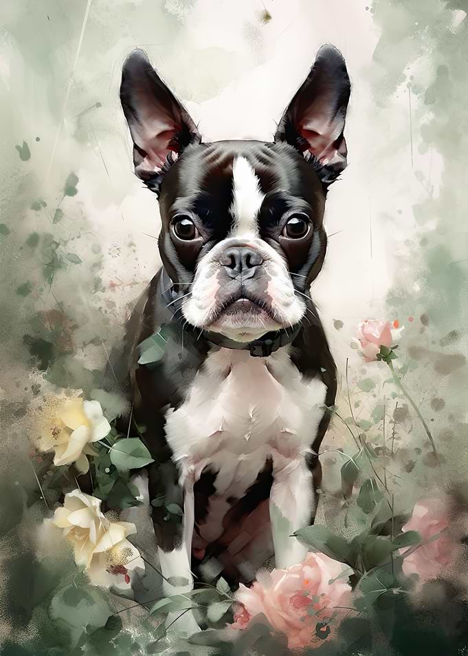 Boston Terrier Flowers