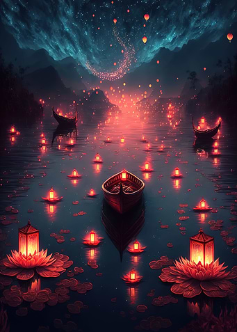 glowing paper lanterns