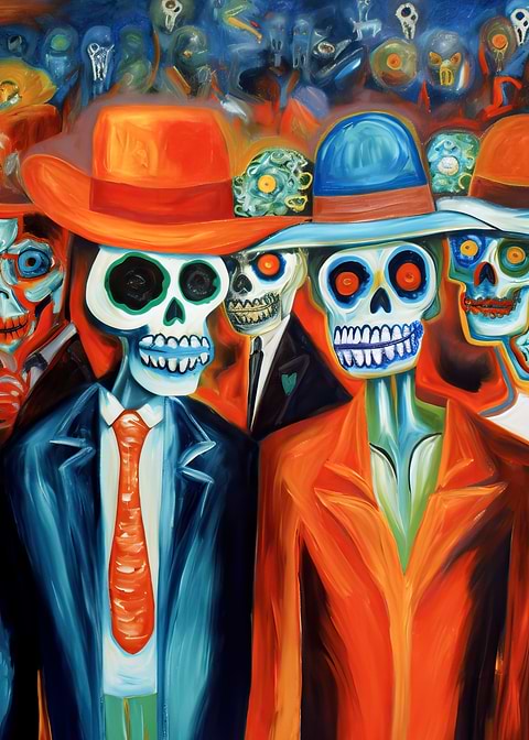 Day of the Dead Parade — sugar skull metal wall art