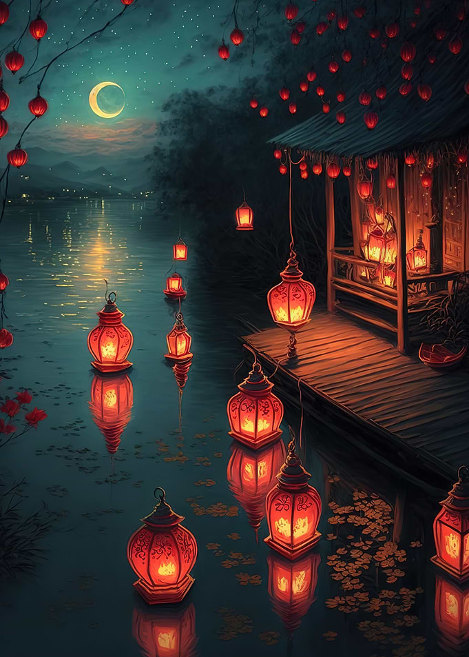 glowing paper lanterns