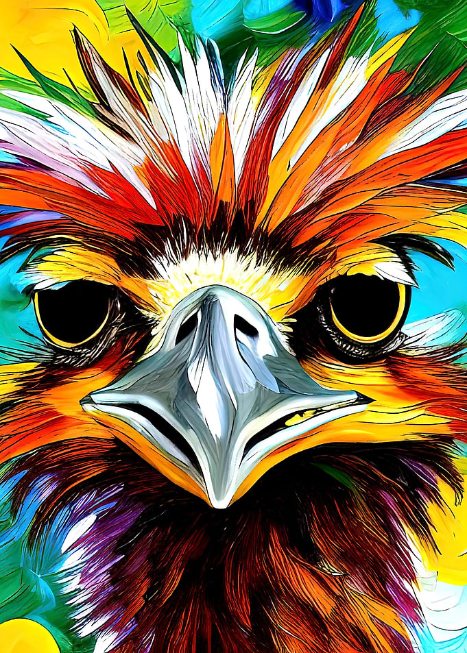 Funny Emu Bird Face Art