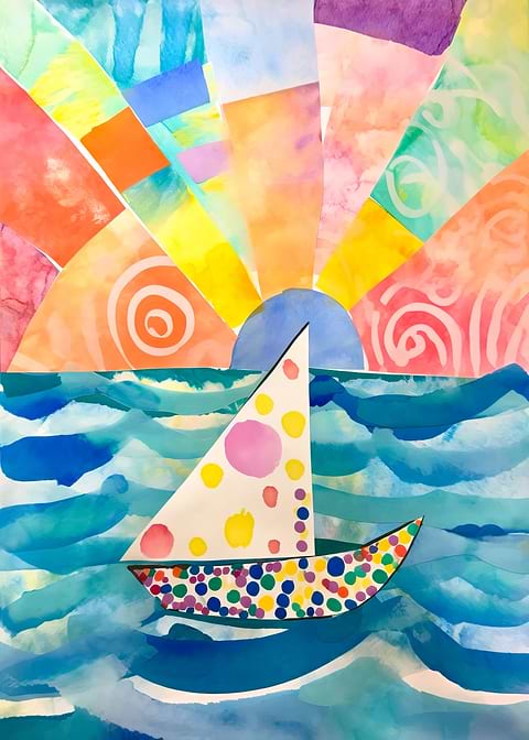 Tranquil Boat Watercolor — kids room metal wall art