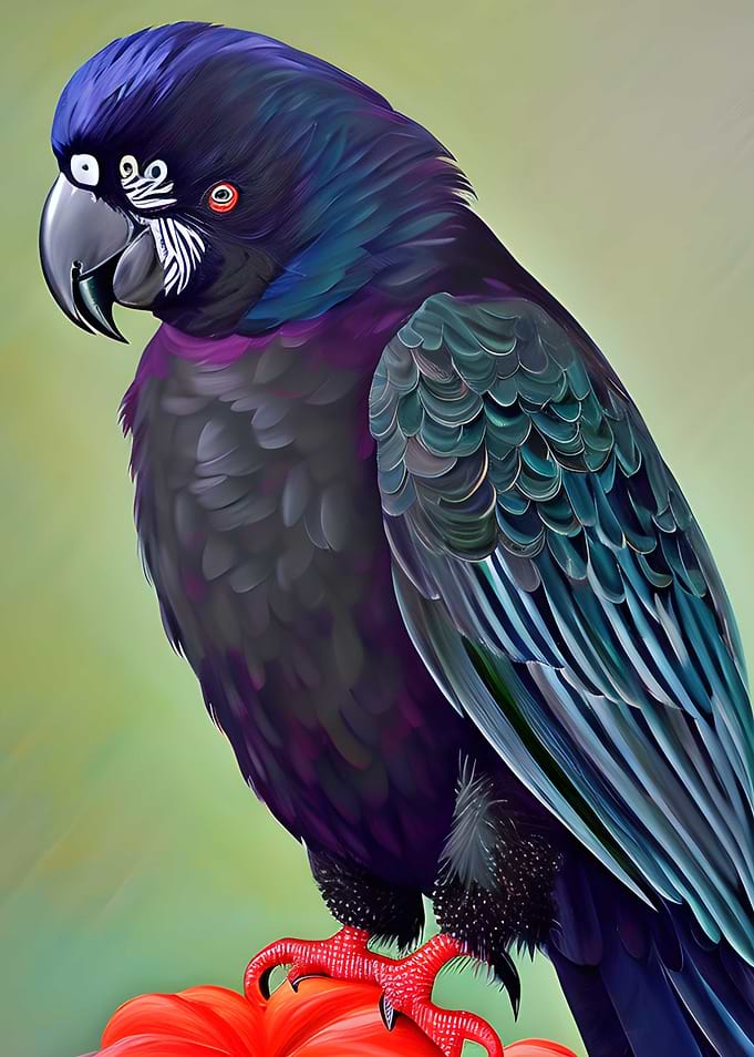 Black cockatoo red flower