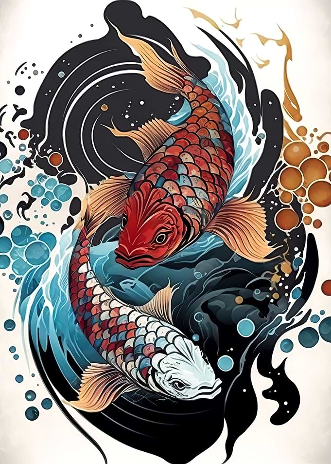 Yin yang koi fish