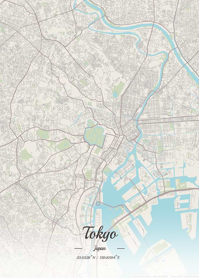 Tokyo street map vinrage