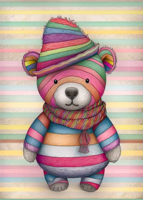 Abstract Teddy Bear — kids room metal wall art