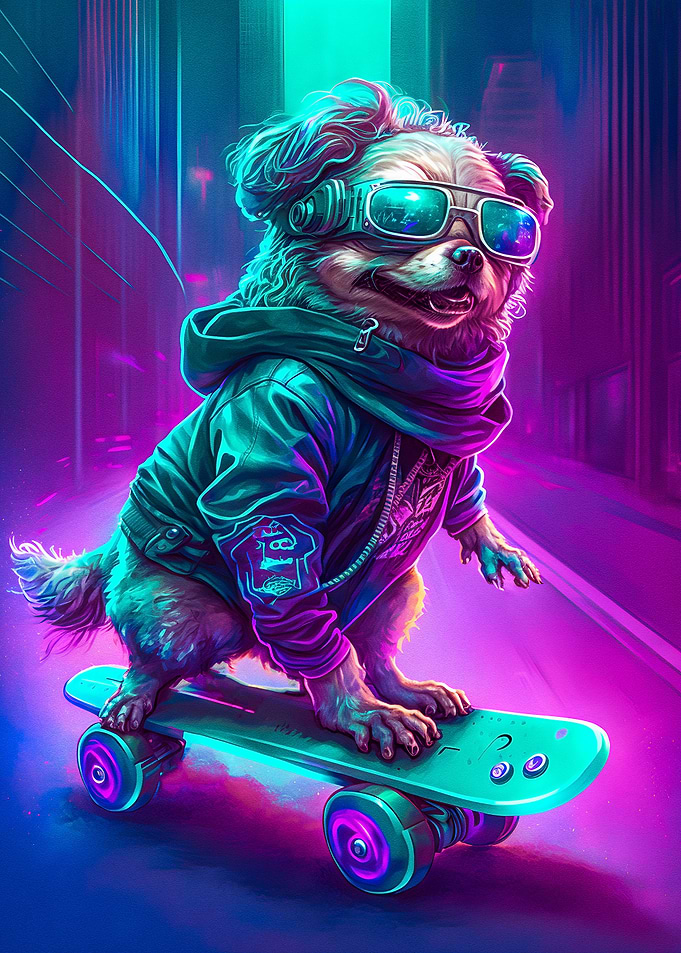 Cute Dog Playing Skates