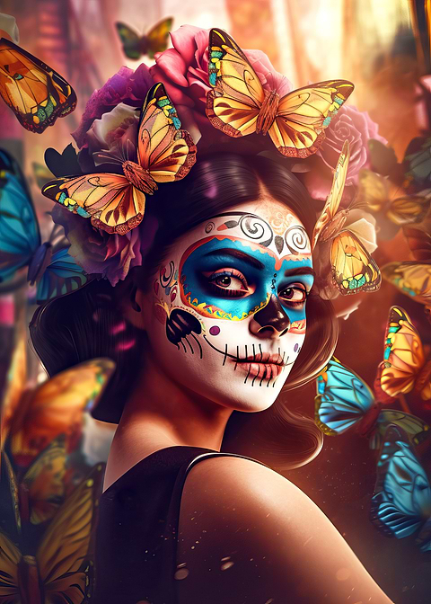 Colorful Day of the Dead — sugar skull metal wall art
