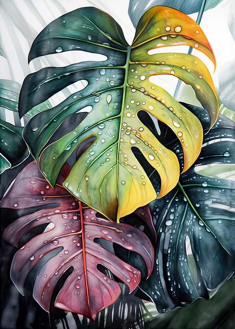 Natures Jewels — monstera botanical metal print