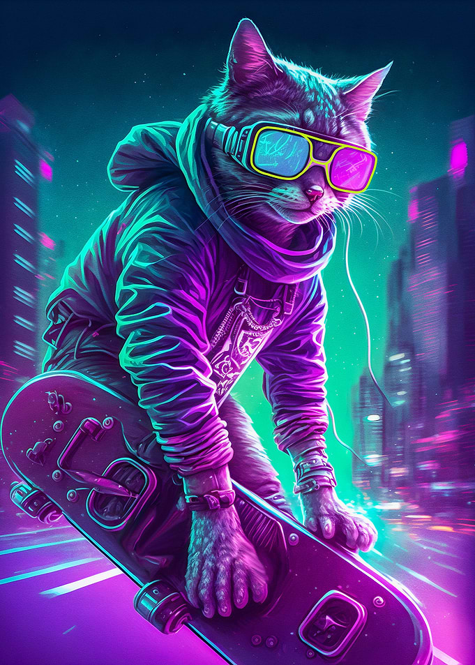 Cool Cat human cyberpunk