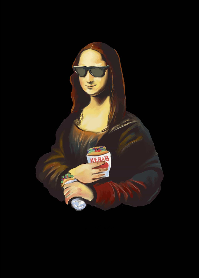 Mona Lisa eating Kebab