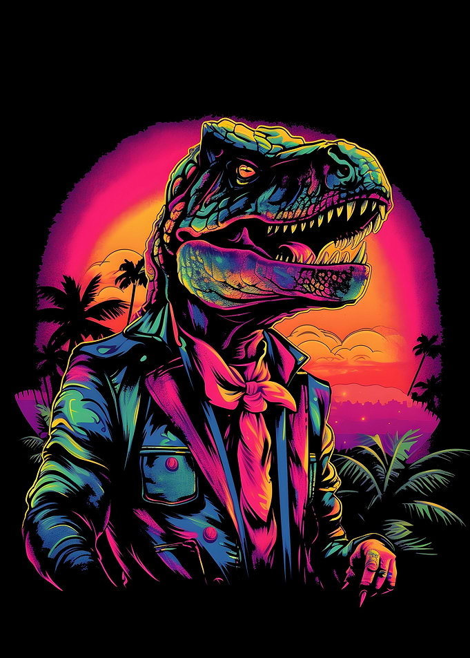 Trex Synthwave retro