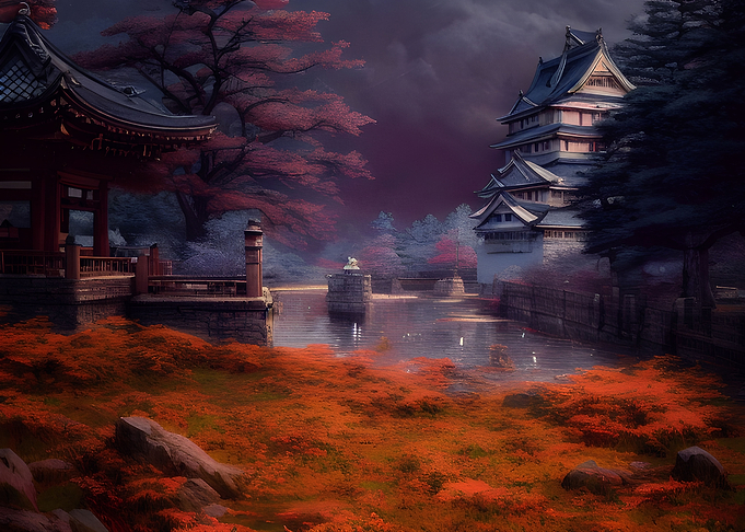 Japanese castle, garden