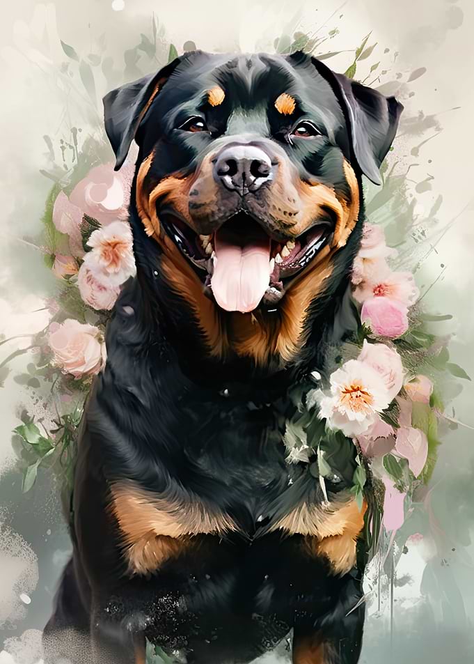 Rottweiler Dog Watercolor