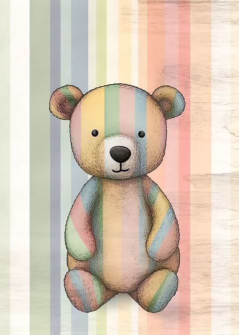 Pencil Drawn Teddy Art — kids room metal wall art