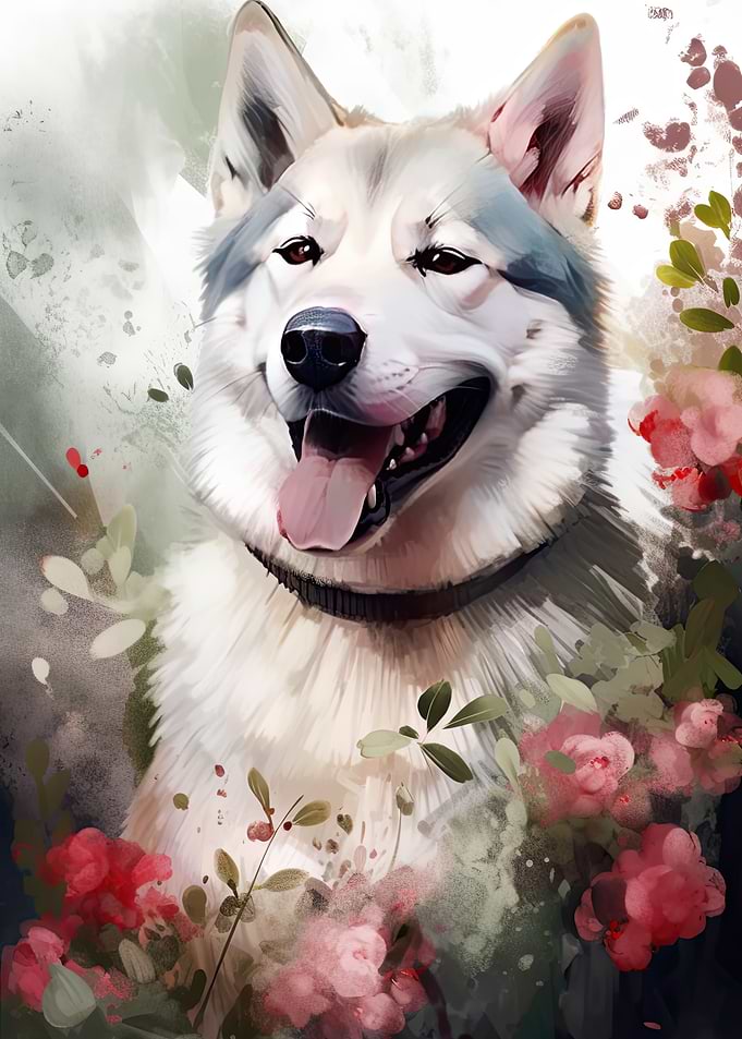 Husky Dog Watercolor
