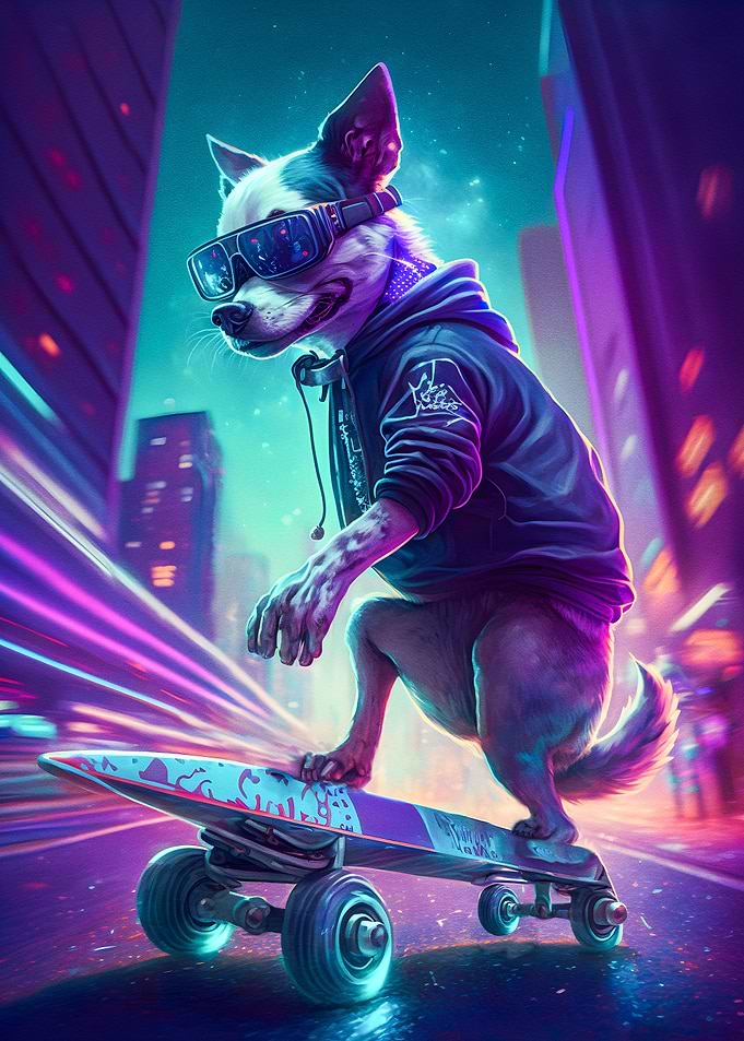Cool dog Playing Skates