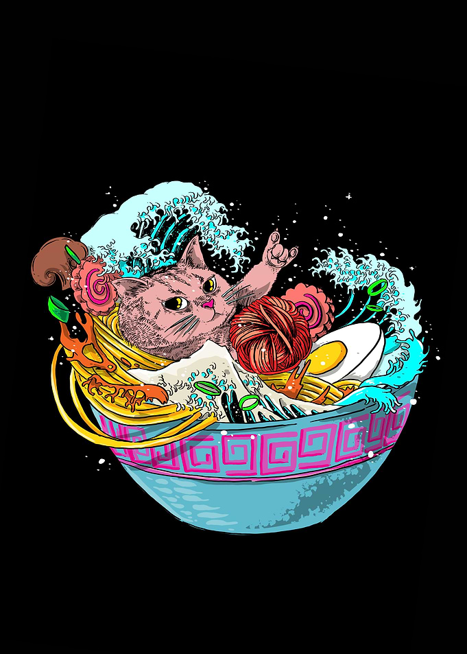 Funny cat ramen bowl