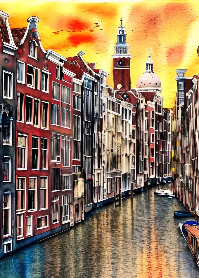 Venice sunset retro poster