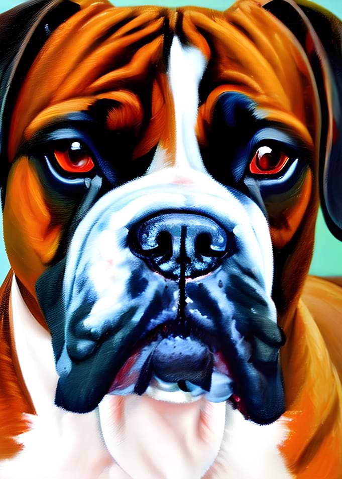 Boxer dog with red eyes