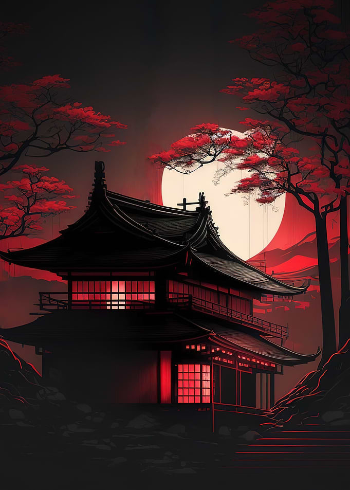 red moon night japan
