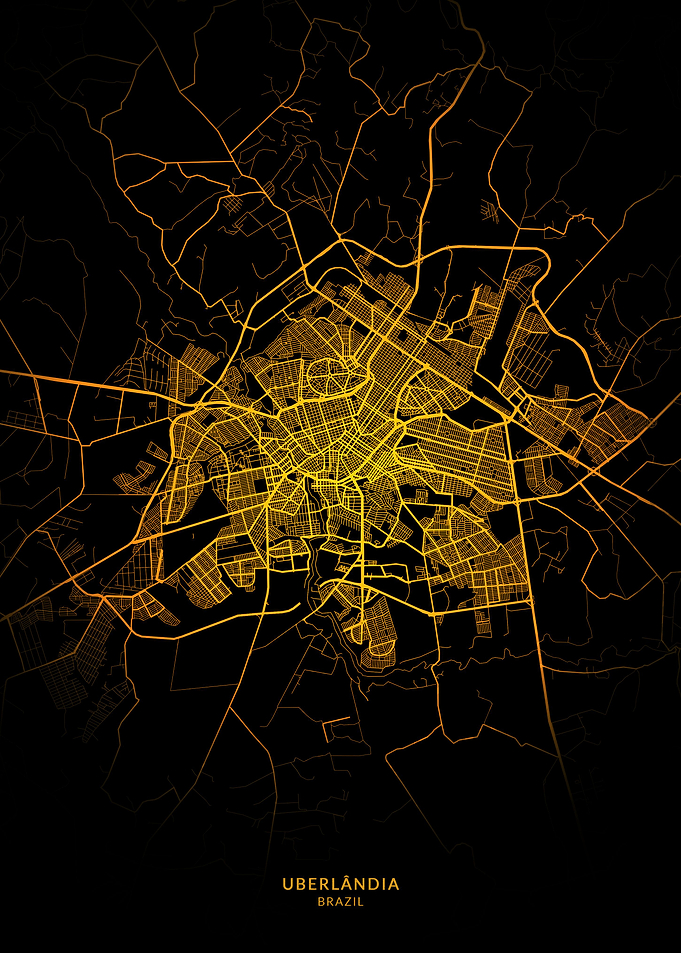 Uberlandia City Map Gold
