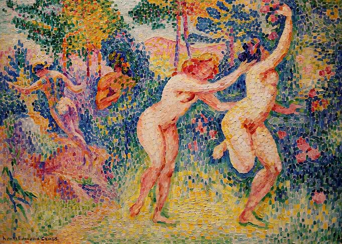 Two Running Nymphs Cross